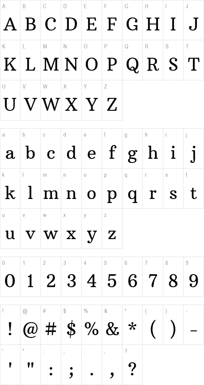 Arbutus Slab glyph set