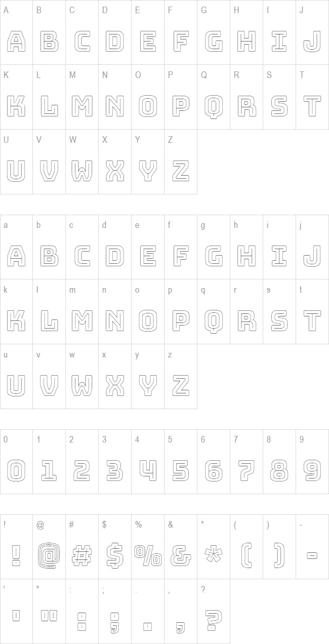 Bungee Outline glyph set