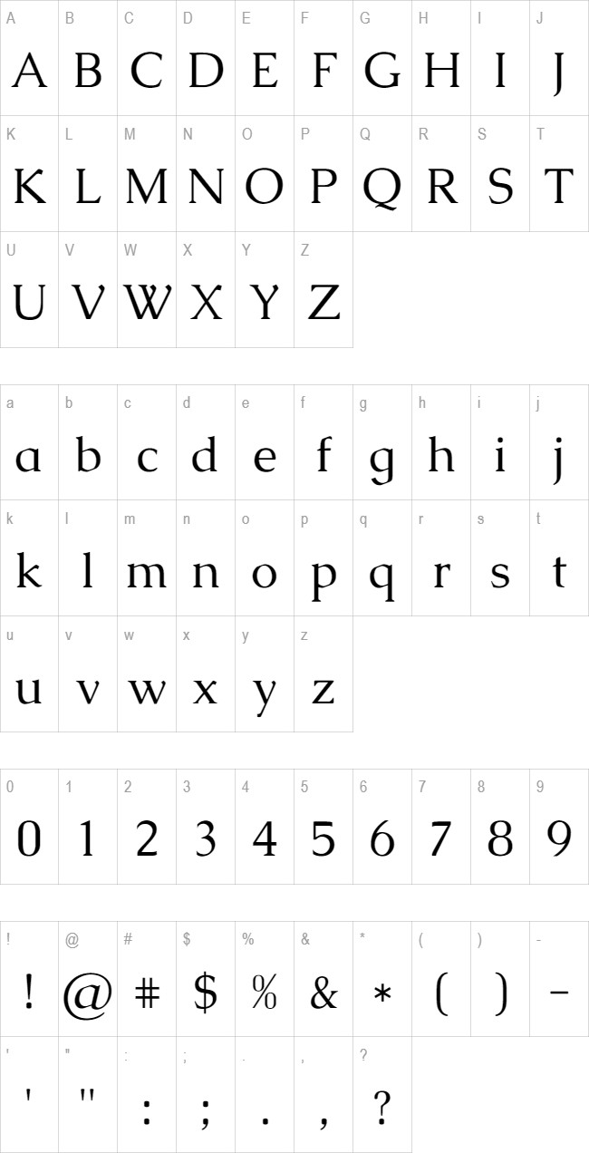 Caudex glyph set