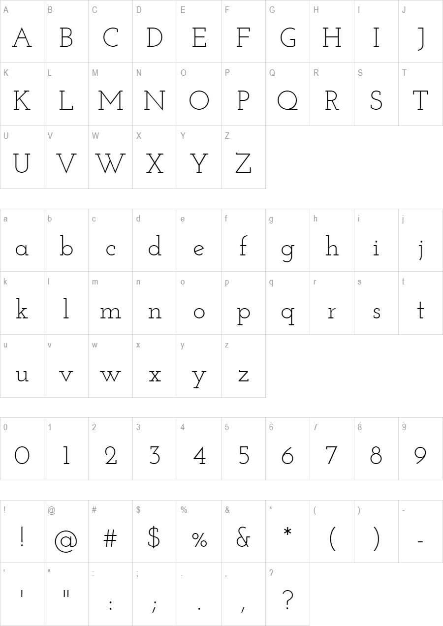 Josefin Slab glyph set