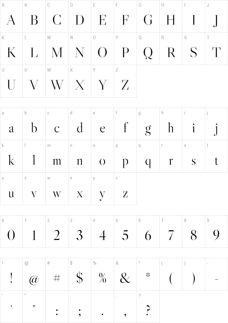 Libre Caslon Display glyph set