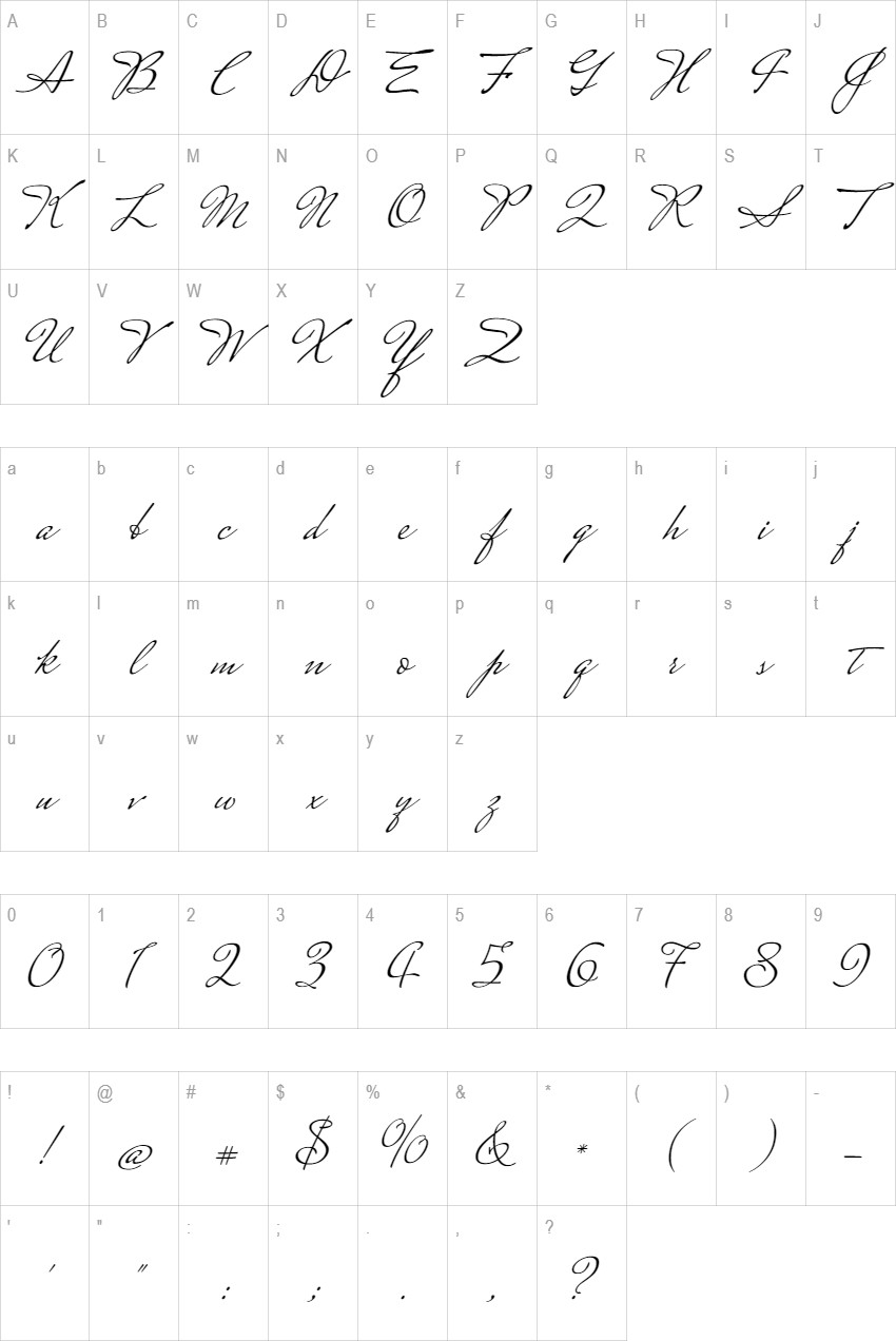 Mrs Saint Delafield glyph set