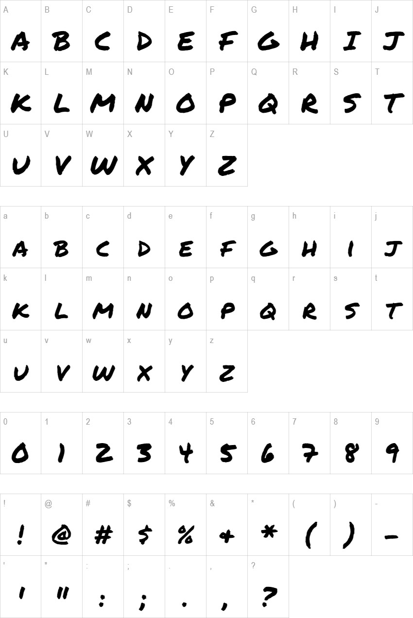 Permanent Marker glyph set