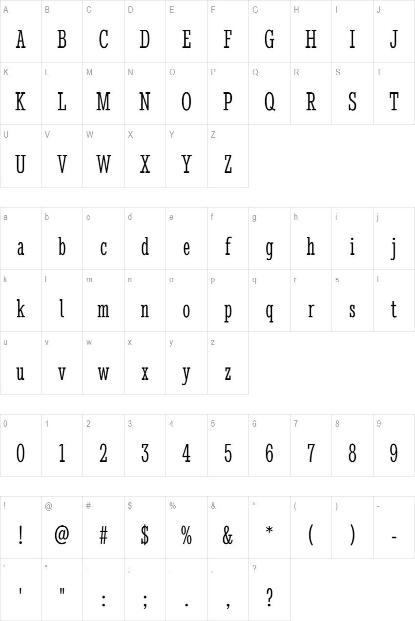 Stint Ultra Condensed glyph set